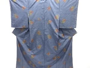 大特価品　未使用品　幾何学に草花模様織り出し本場泥大島紬着物(5マルキ)